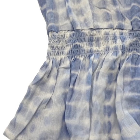 Lily Rose Smocked Waist Womens Peasant Blouse Size Small Tie‎ Dye Ribbon Sleeve - Picture 7 of 12